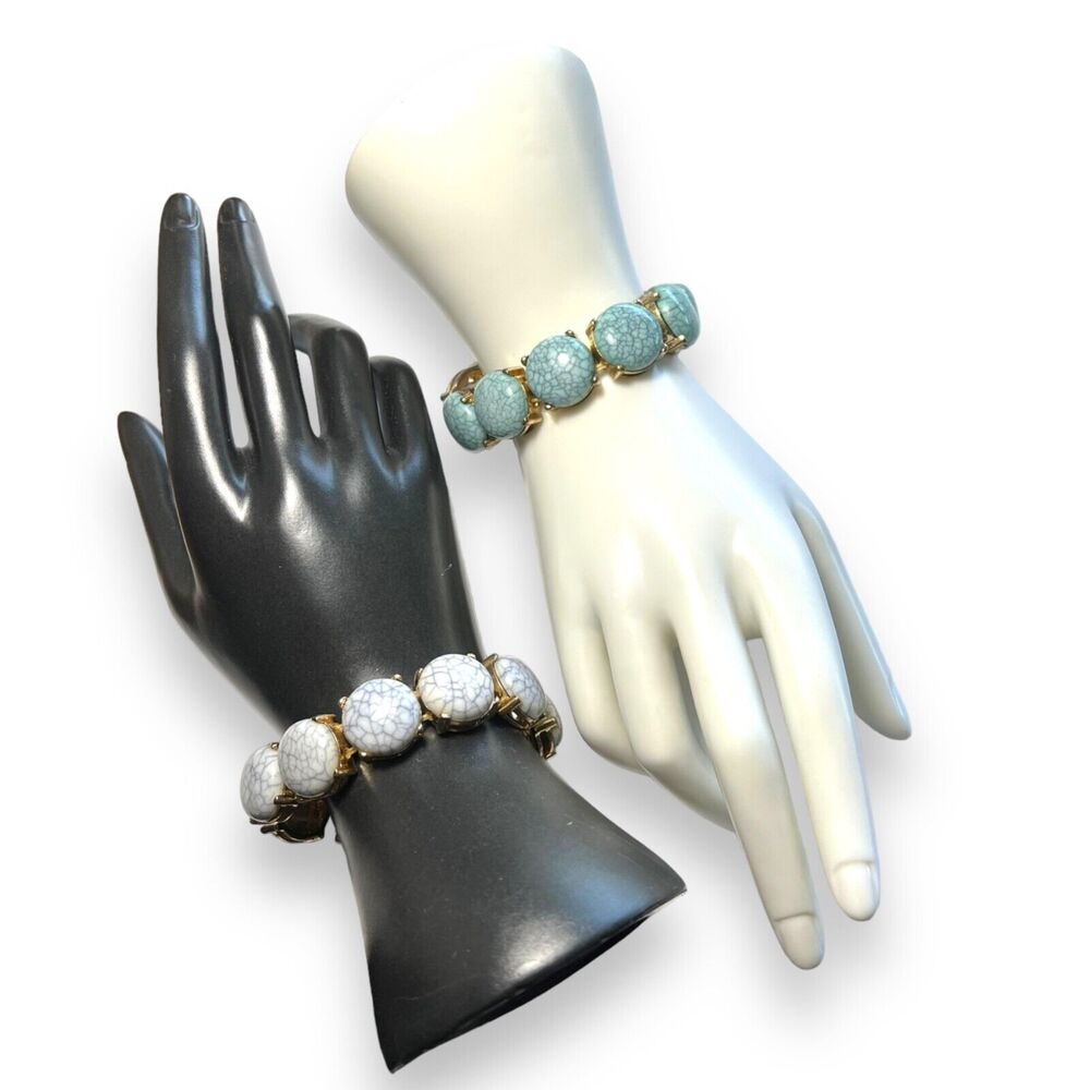 Womens Matching Faux Marble Stretch Fashion Bracelets Statement Jewelry